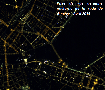 Vue aérienne nocturne de Genève réalisée en avril 2013
